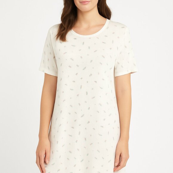Flora by Flora Nikrooz Womens Short Sleeve Nightgown Leaf Print Size Large NWOT - Picture 1 of 11
